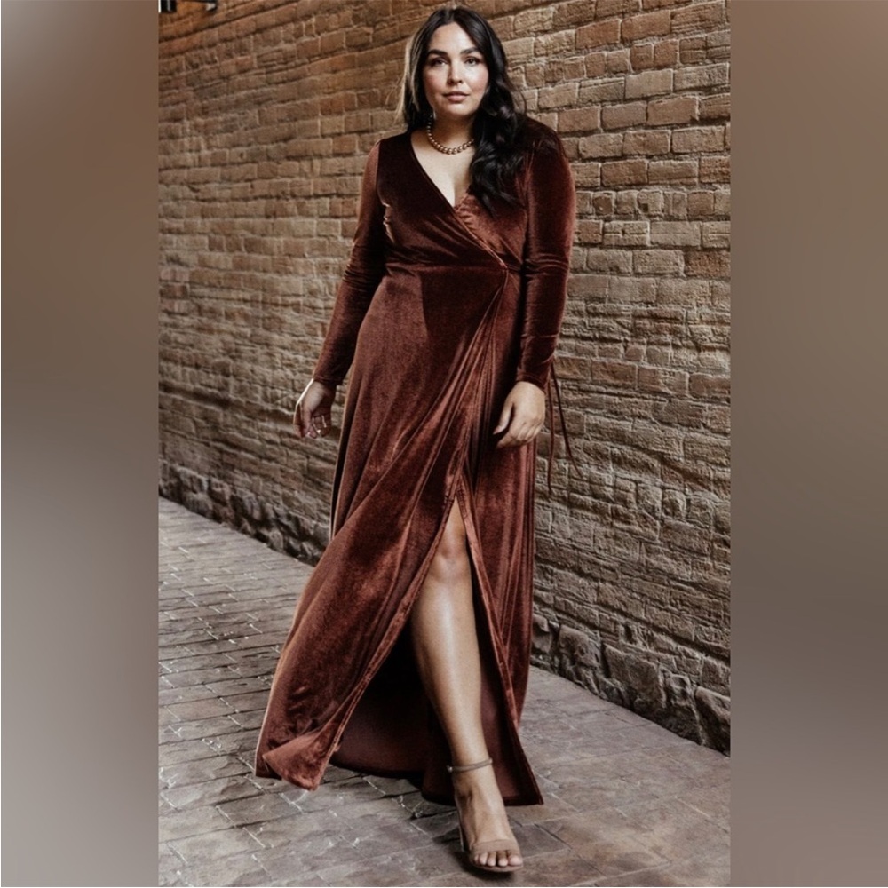 Baltic Born Esmerelda Velvet Wrap Maxi Dress in Bronze